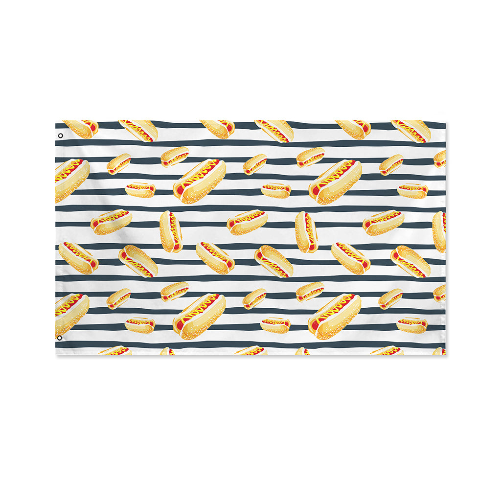 Hot Dog Striped Pattern Print Polyester Flag
