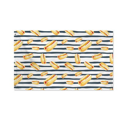 Hot Dog Striped Pattern Print Polyester Flag