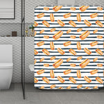 Hot Dog Striped Pattern Print Polyester Shower Curtain