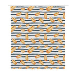 Hot Dog Striped Pattern Print Polyester Shower Curtain