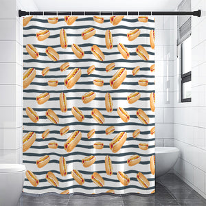 Hot Dog Striped Pattern Print Premium Shower Curtain