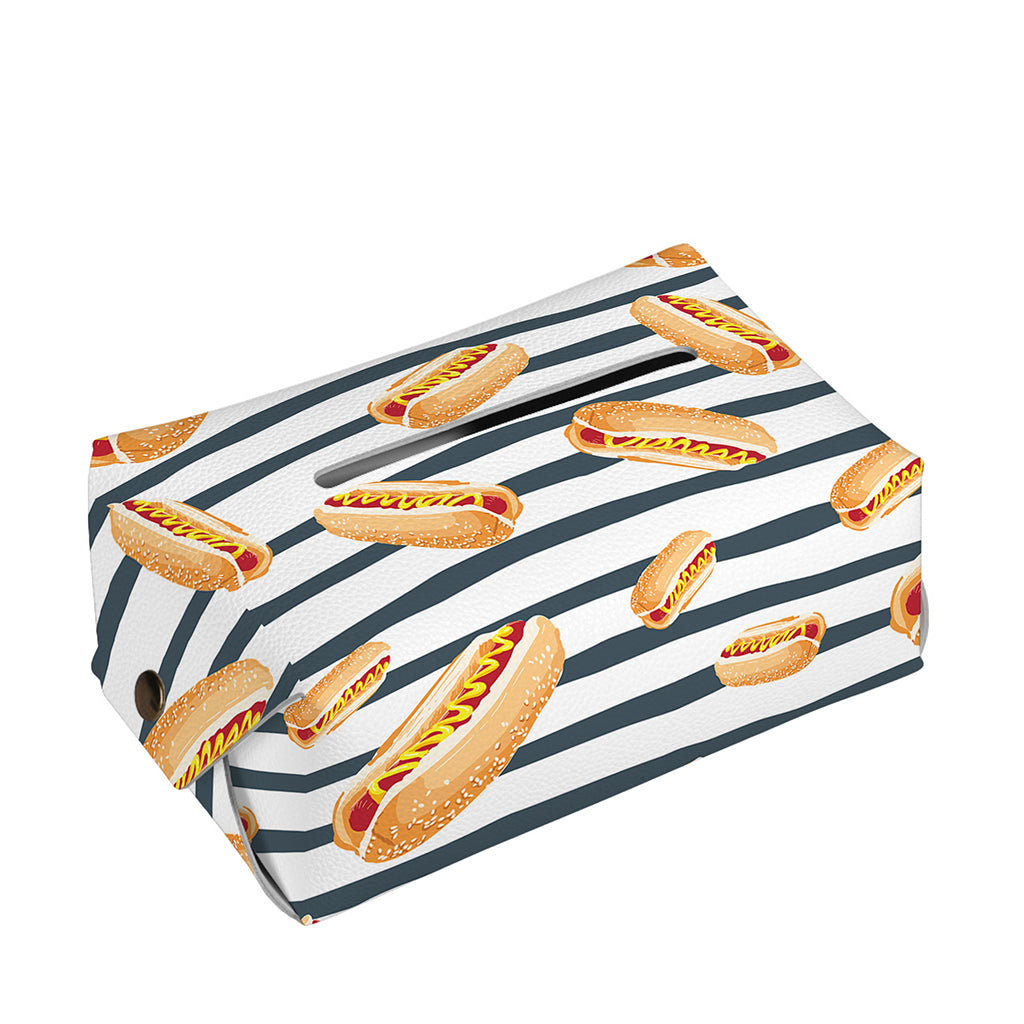 Hot Dog Striped Pattern Print Rectangle Tissue Box Cover