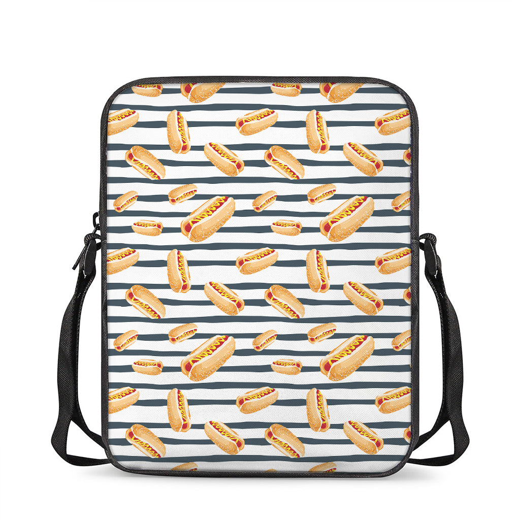 Hot Dog Striped Pattern Print Rectangular Crossbody Bag