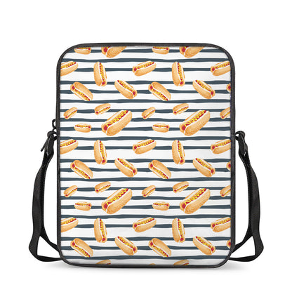 Hot Dog Striped Pattern Print Rectangular Crossbody Bag