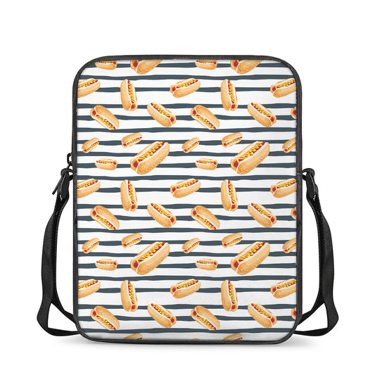 Hot Dog Striped Pattern Print Rectangular Crossbody Bag