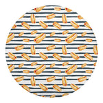 Hot Dog Striped Pattern Print Round Blanket