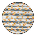 Hot Dog Striped Pattern Print Round Floor Mat