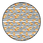 Hot Dog Striped Pattern Print Round Floor Mat