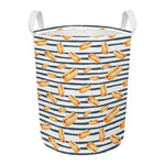 Hot Dog Striped Pattern Print Round Laundry Basket