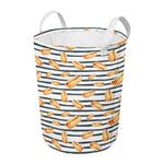 Hot Dog Striped Pattern Print Round Laundry Basket