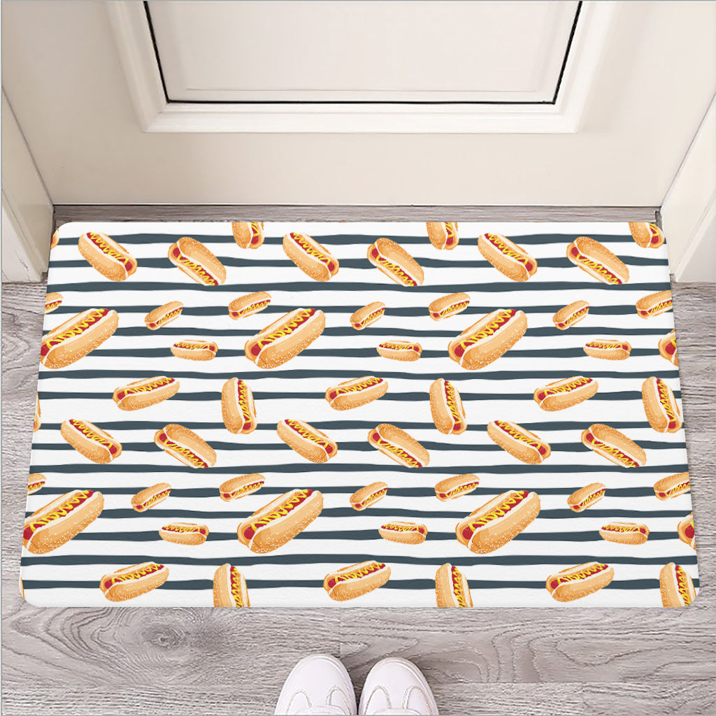 Hot Dog Striped Pattern Print Rubber Doormat