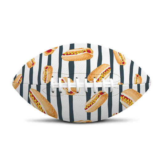 Hot Dog Striped Pattern Print Rugby Ball