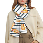 Hot Dog Striped Pattern Print Scarf