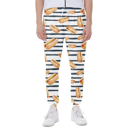 Hot Dog Striped Pattern Print Scuba Joggers