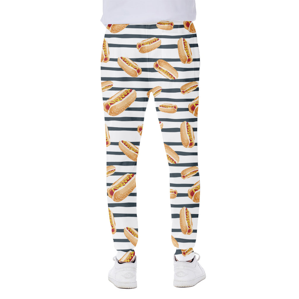 Hot Dog Striped Pattern Print Scuba Joggers