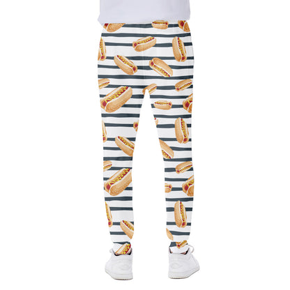 Hot Dog Striped Pattern Print Scuba Joggers