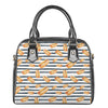 Hot Dog Striped Pattern Print Shoulder Handbag