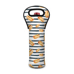 Hot Dog Striped Pattern Print Single Neoprene Wine Tote