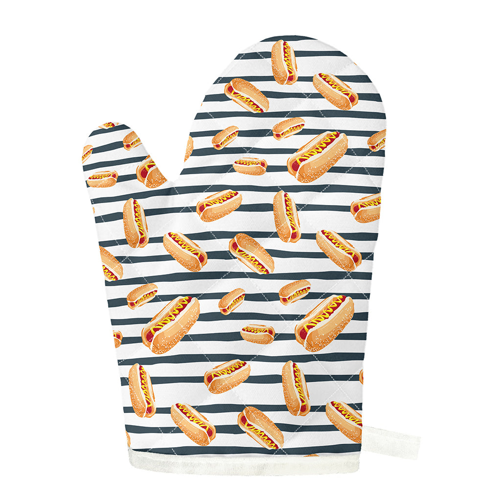 Hot Dog Striped Pattern Print Single Oven Mitt