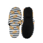 Hot Dog Striped Pattern Print Slippers