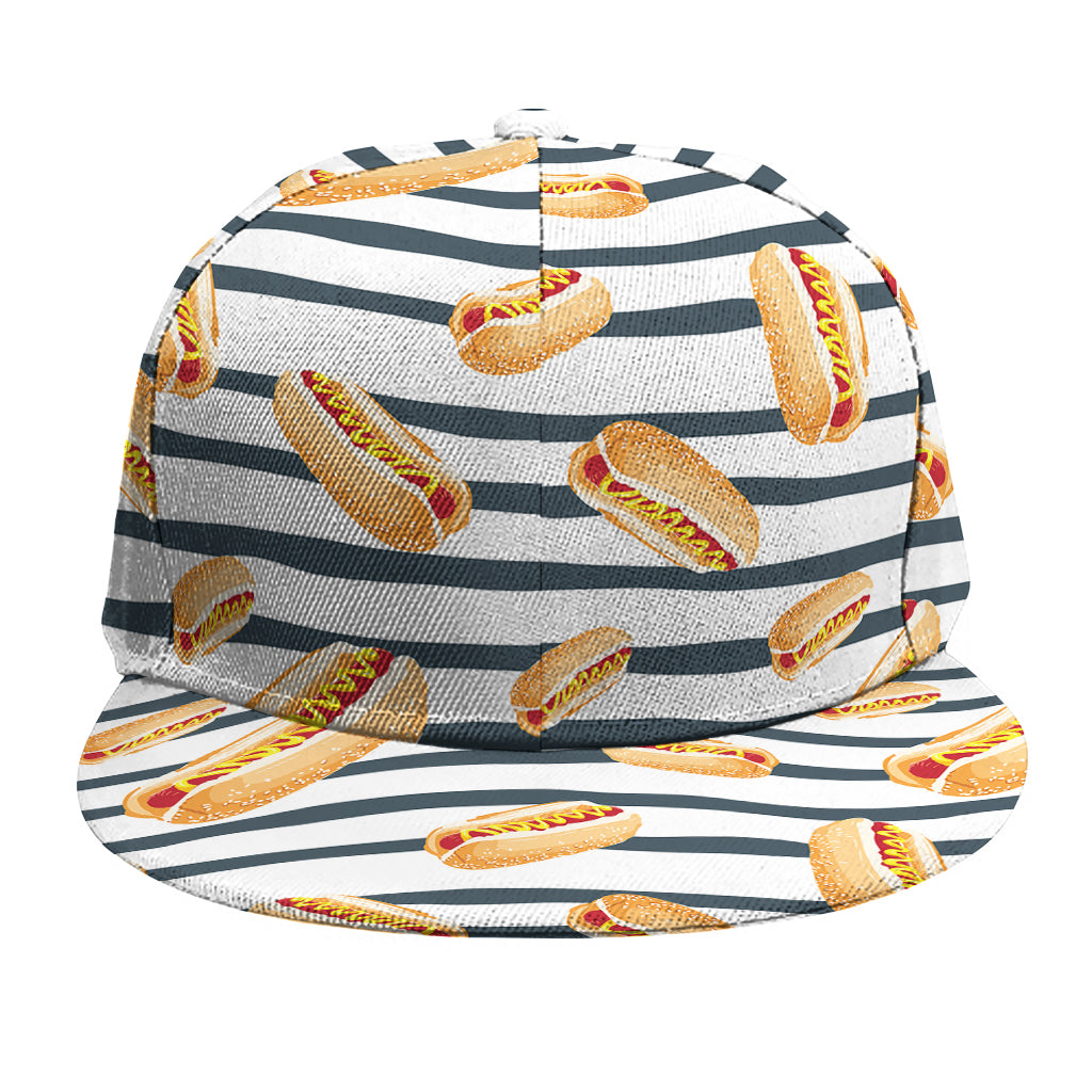 Hot Dog Striped Pattern Print Snapback Cap