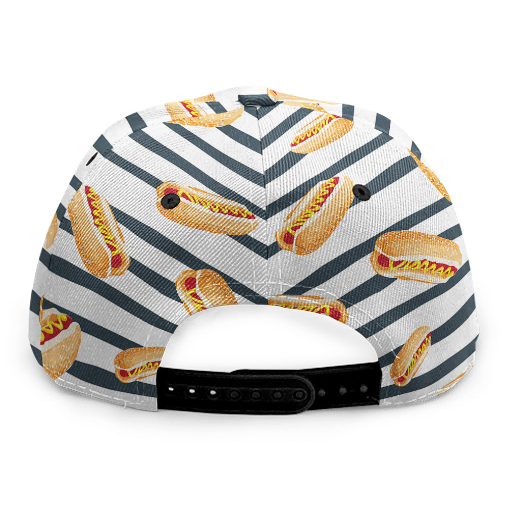 Hot Dog Striped Pattern Print Snapback Cap