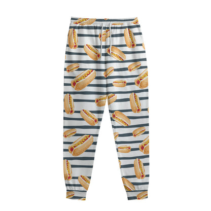 Hot Dog Striped Pattern Print Sweatpants