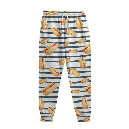 Hot Dog Striped Pattern Print Sweatpants