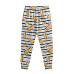 Hot Dog Striped Pattern Print Sweatpants