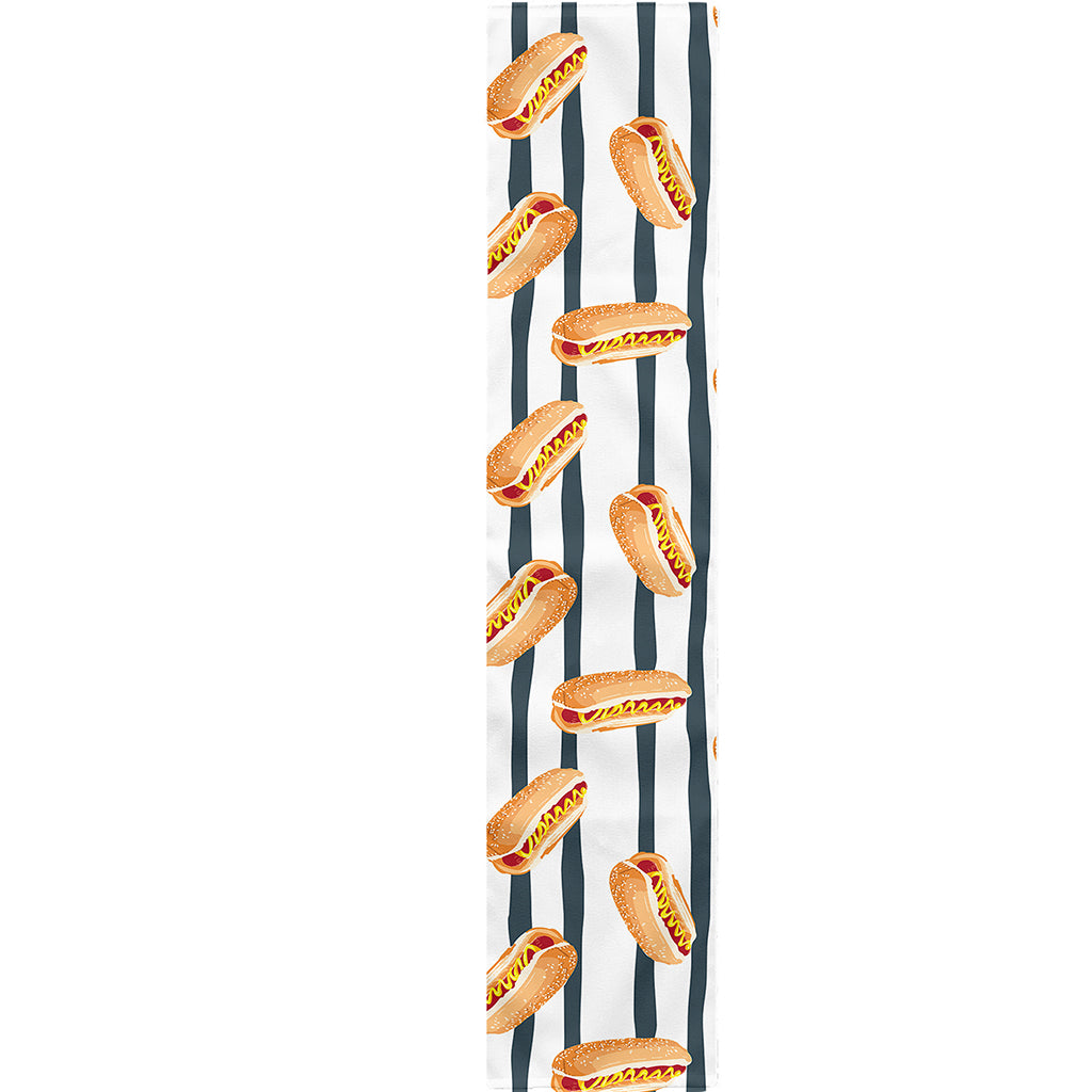 Hot Dog Striped Pattern Print Table Runner