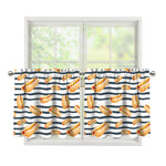 Hot Dog Striped Pattern Print Tier Curtains