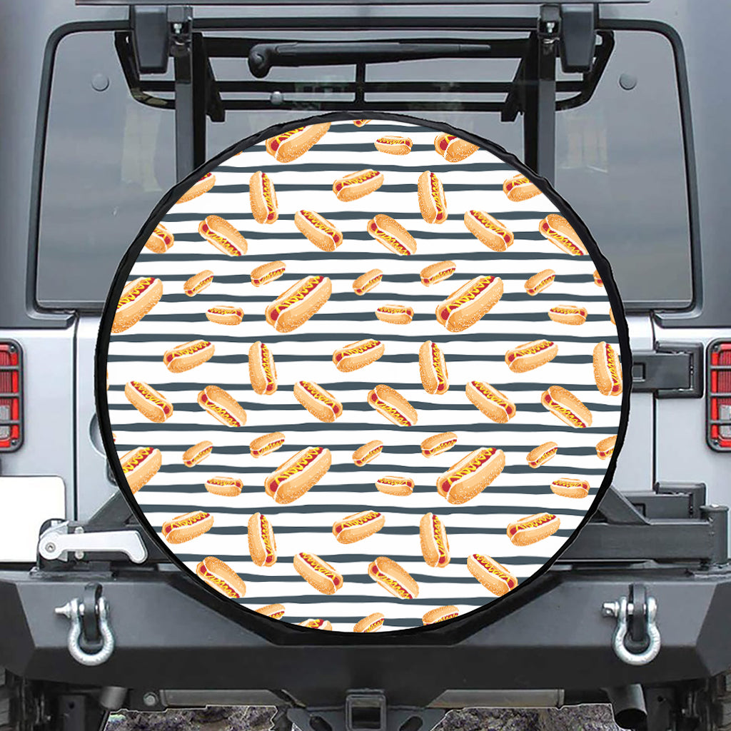 Hot Dog Striped Pattern Print Tire Cover
