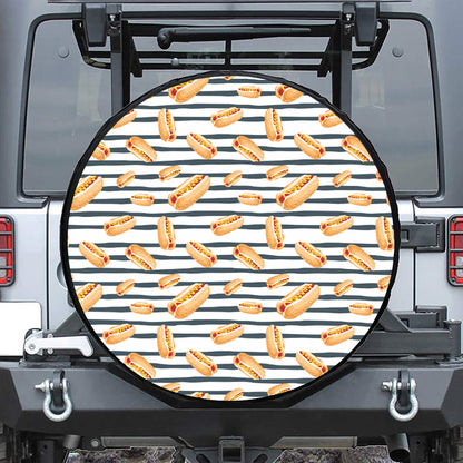 Hot Dog Striped Pattern Print Tire Cover