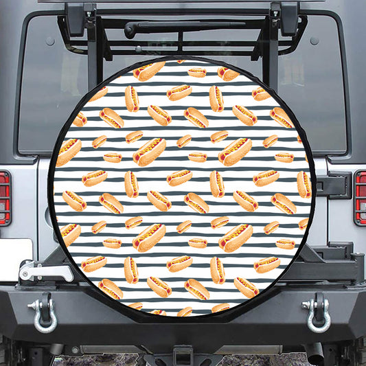 Hot Dog Striped Pattern Print Tire Cover