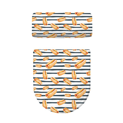 Hot Dog Striped Pattern Print Toilet Lid And Tank Cover Set