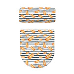 Hot Dog Striped Pattern Print Toilet Lid And Tank Cover Set