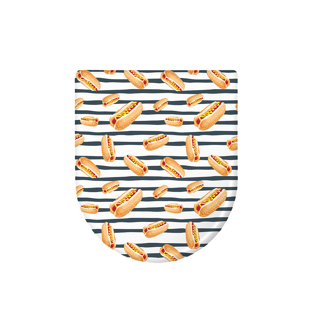 Hot Dog Striped Pattern Print Toilet Lid Cover