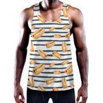 Hot Dog Striped Pattern Print Training Tank Top