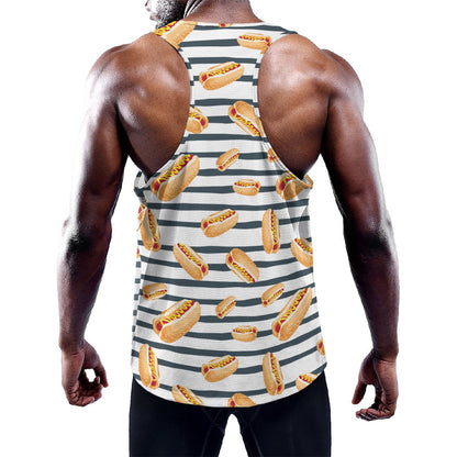 Hot Dog Striped Pattern Print Training Tank Top
