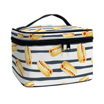 Hot Dog Striped Pattern Print Travel Makeup Bag