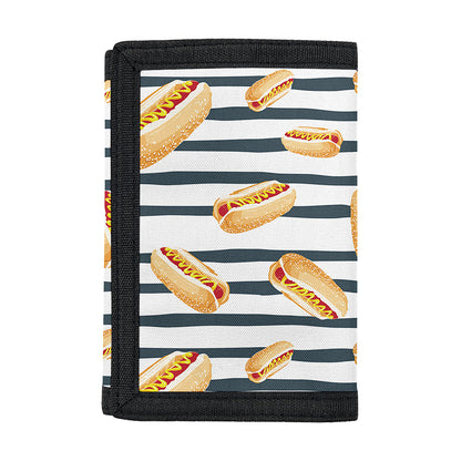 Hot Dog Striped Pattern Print Trifold Wallet