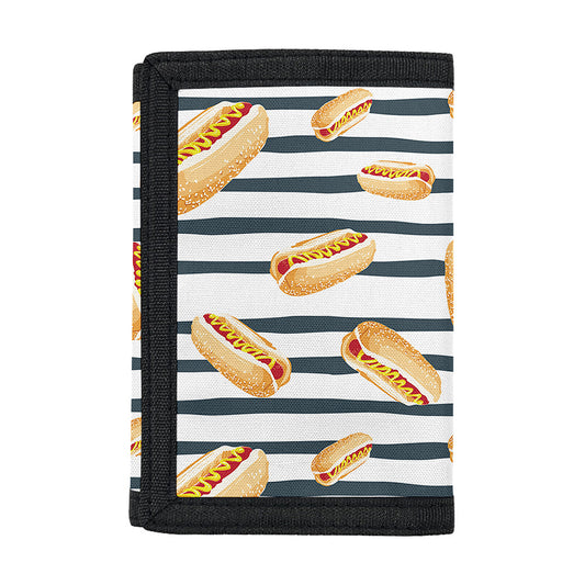Hot Dog Striped Pattern Print Trifold Wallet