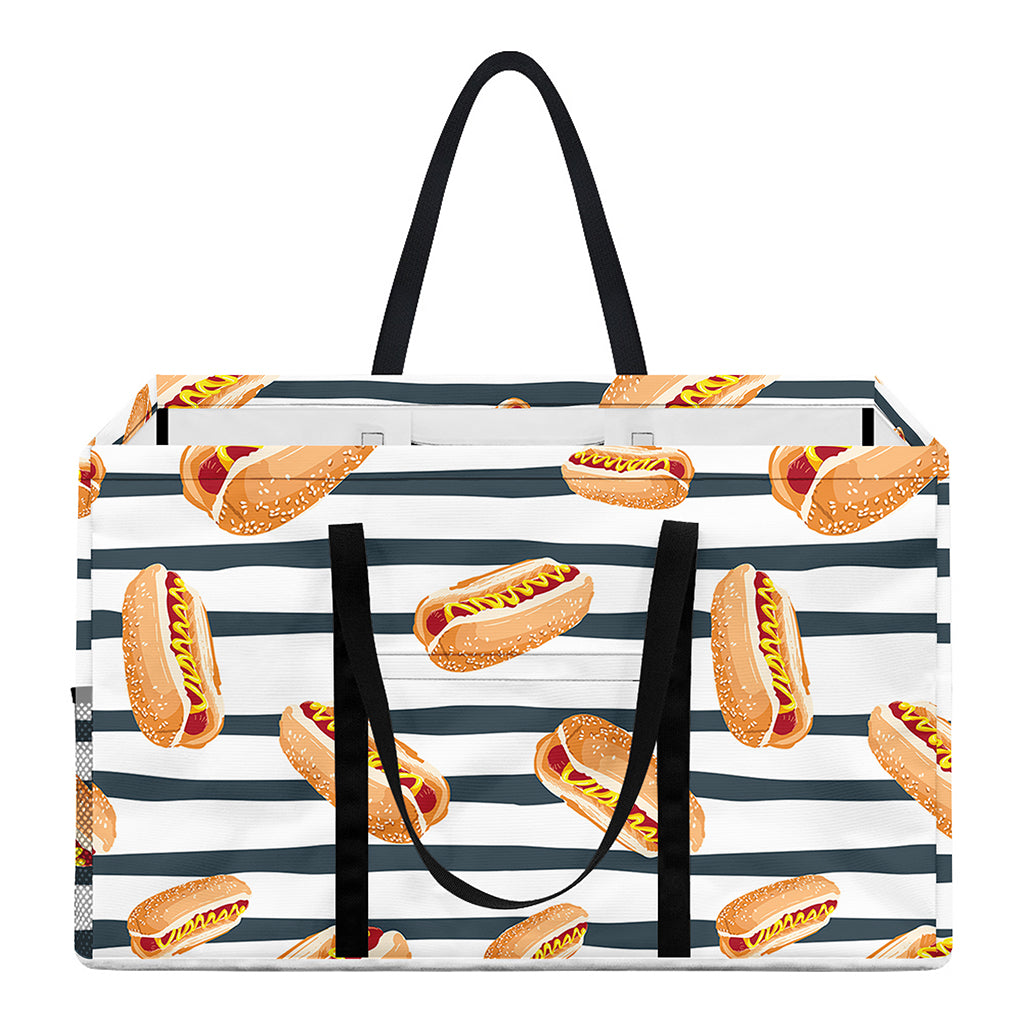Hot Dog Striped Pattern Print Utility Tote Bag