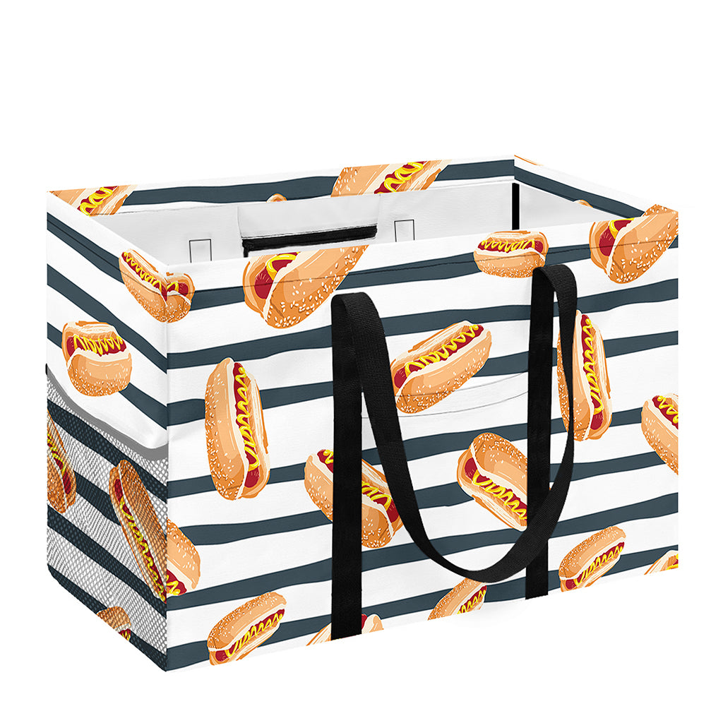 Hot Dog Striped Pattern Print Utility Tote Bag