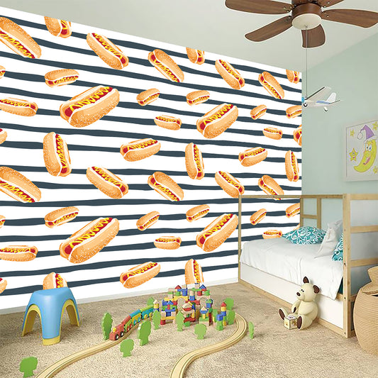 Hot Dog Striped Pattern Print Wall Sticker