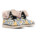 Hot Dog Striped Pattern Print Winter Boots