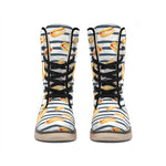 Hot Dog Striped Pattern Print Winter Boots