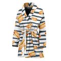 Hot Dog Striped Pattern Print Women's Bathrobe