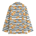 Hot Dog Striped Pattern Print Women's Blazer