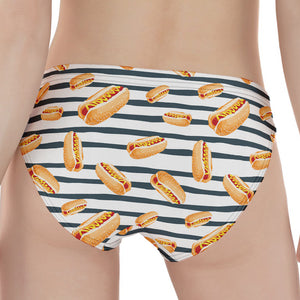 Hot Dog Striped Pattern Print Women's Panties